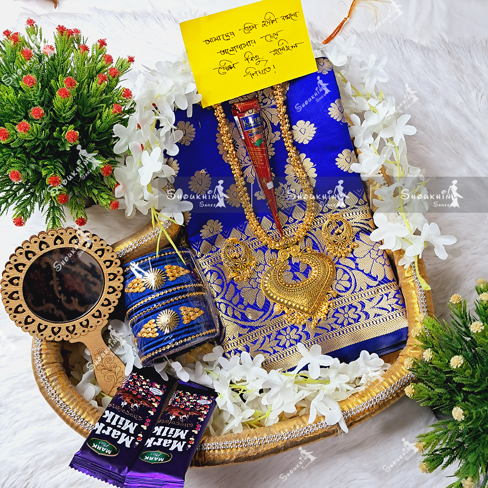 Tangail Tat Nil Katan Saree Combo Set for Women