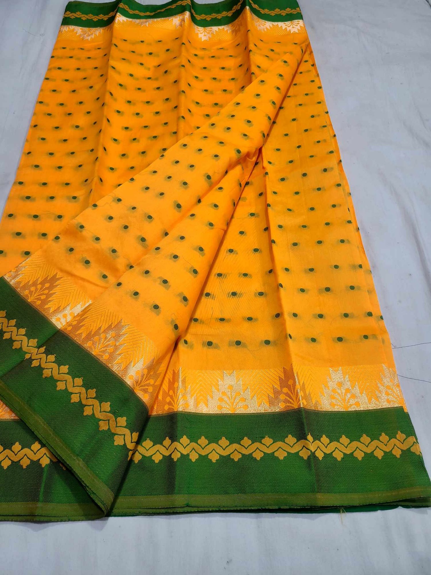 Tangail Soft New Yellow Jamdani Saree (Without Blouse Piece)
